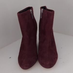 Calvin Klein Red Ankle Booties Suede Minimalist Design